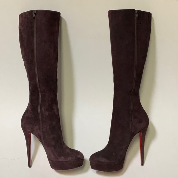 Christian Louboutin Lady 140 boot Veau Velours, brown suede platform stiletto - Picture 5 of 10